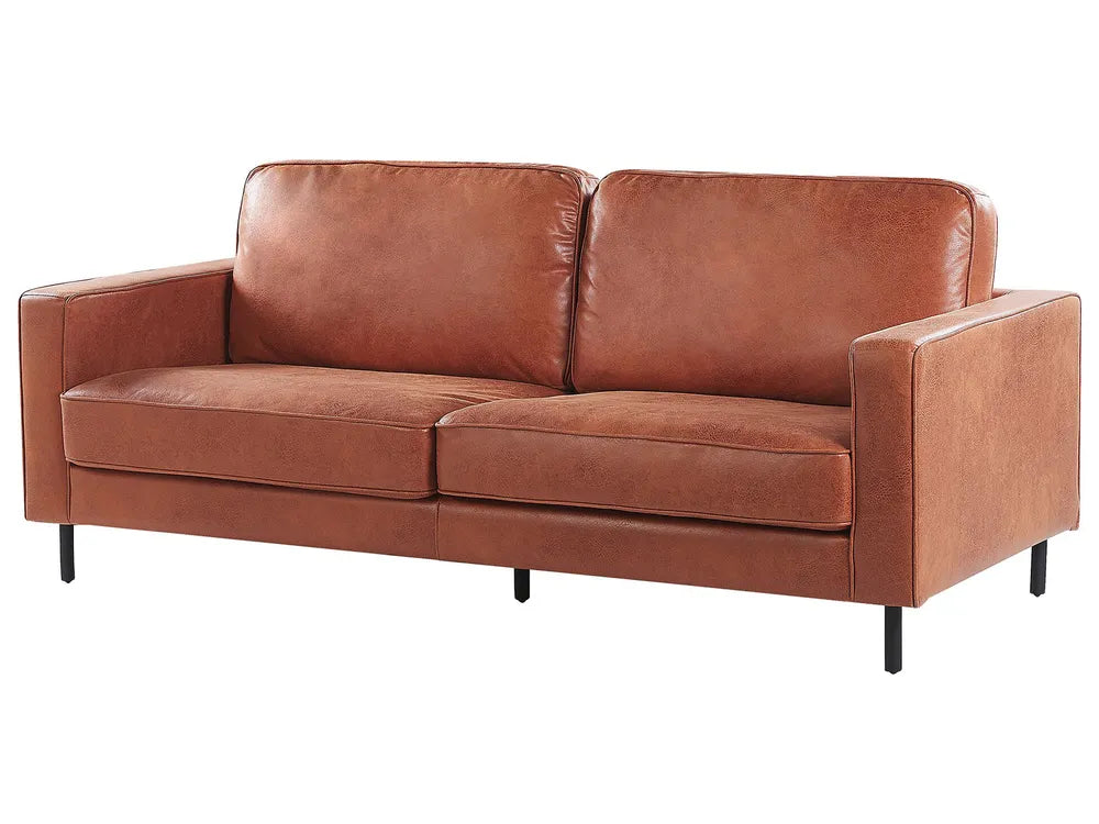 Sofa 3 Seater Faux Leather Golden Brown Chanet