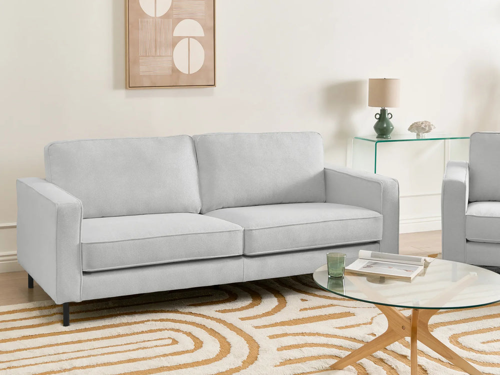 Light grey Chanet 3 seater fabric sofa