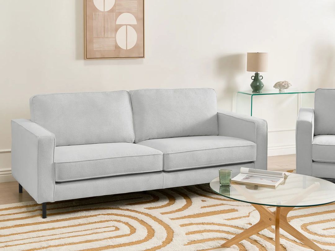 Light grey Chanet 3 seater fabric sofa
