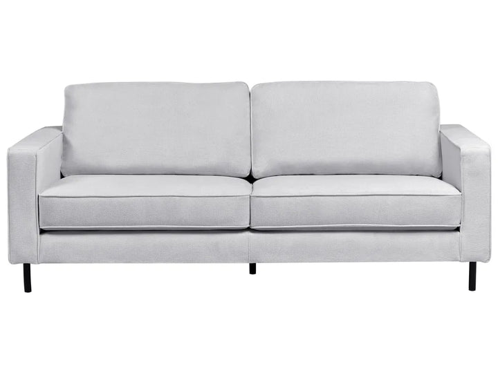 Modern light grey fabric sofa with metal legs
