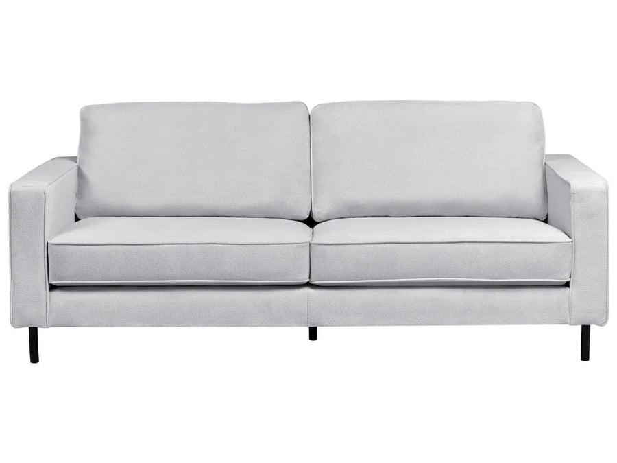 Modern light grey fabric sofa with metal legs