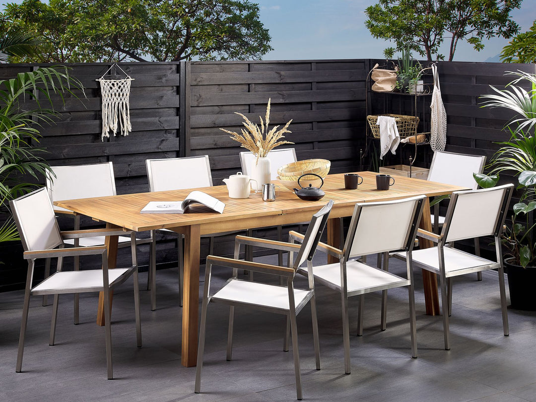 Cesana Extending Garden Dining Table 180/240 cm 100 cm Acacia Wood Light Brown