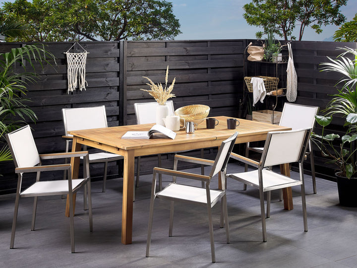 Cesana Extending Garden Dining Table 180/240 cm 100 cm Acacia Wood Light Brown