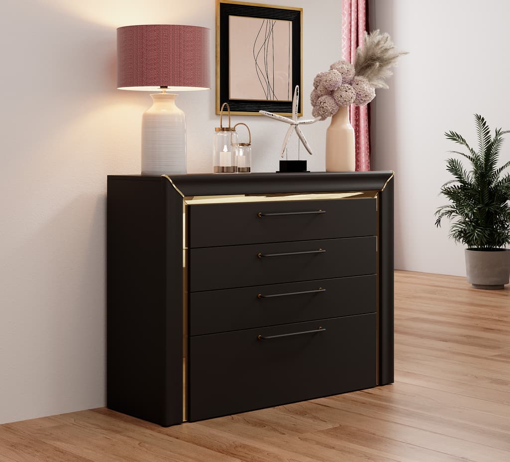 Chest Of Drawers 120cm Black Arno