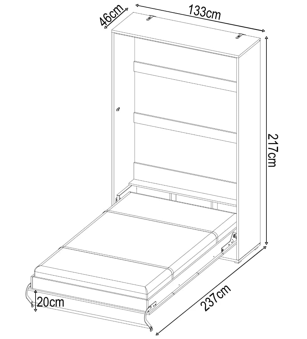 Emery Vertical Wall Bed Concept 120cm White Gloss CP-02