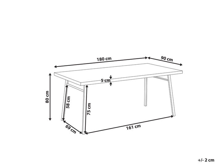 Dining Table 180 x 90 cm Light Wood with Black Ivorie