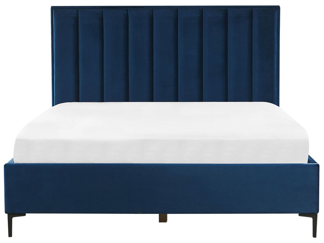 Sezanne Velvet EU Super King Size Ottoman Bed Blue