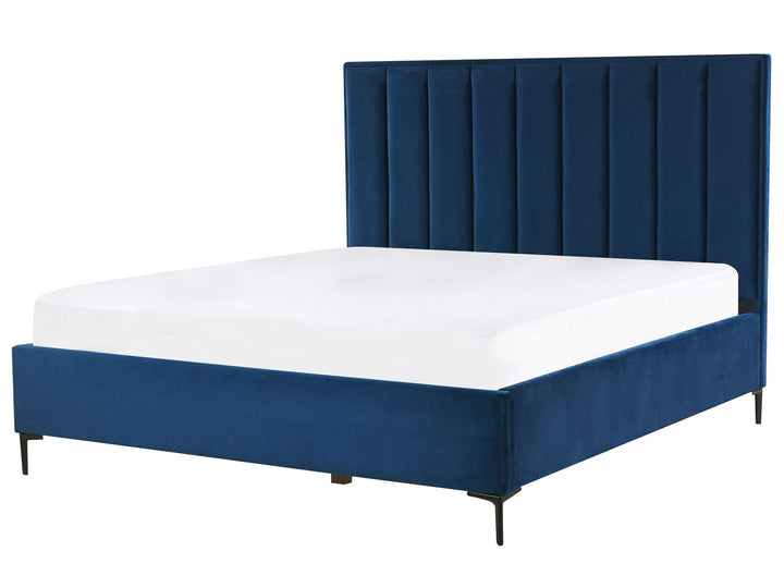 Sezanne Velvet EU Super King Size Ottoman Bed Blue