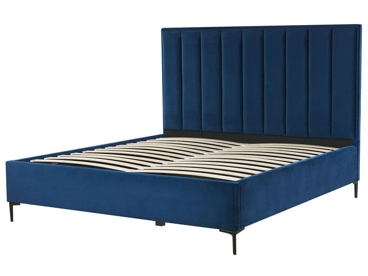 Sezanne Velvet EU Super King Size Ottoman Bed Blue