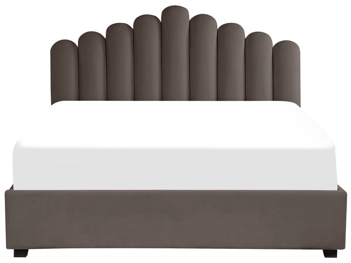 Vincennes Velvet EU Super King Size Ottoman Bed Taupe