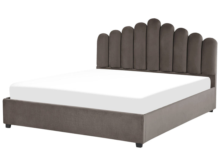 Vincennes Velvet EU Super King Size Ottoman Bed Taupe