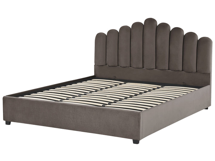 Vincennes Velvet EU Super King Size Ottoman Bed Taupe