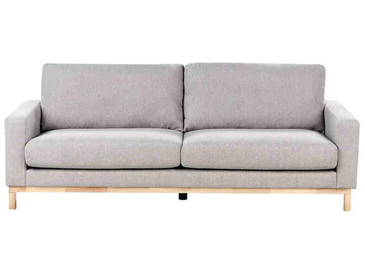 Gray sofa with wooden legs on a white background