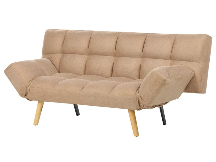 Sofa Bed 2 Seater Fabric Light Brown Cashten