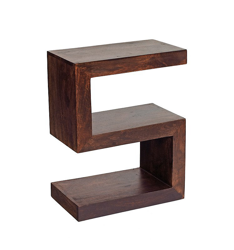 Wooden step stool with two levels on a white background