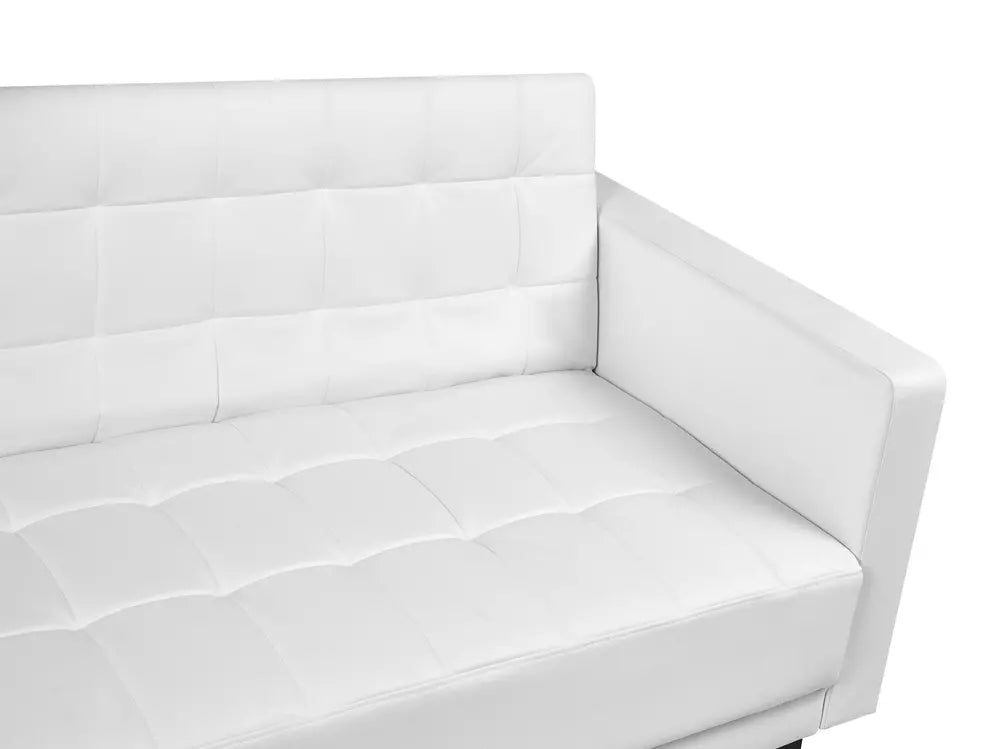 Sofa Bed 3 Seater Faux Leather White Denby