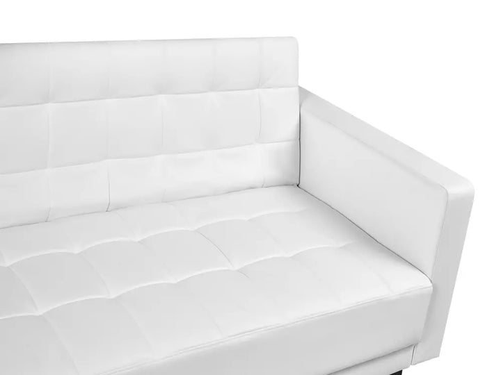 Sofa Bed 3 Seater Faux Leather White Denby