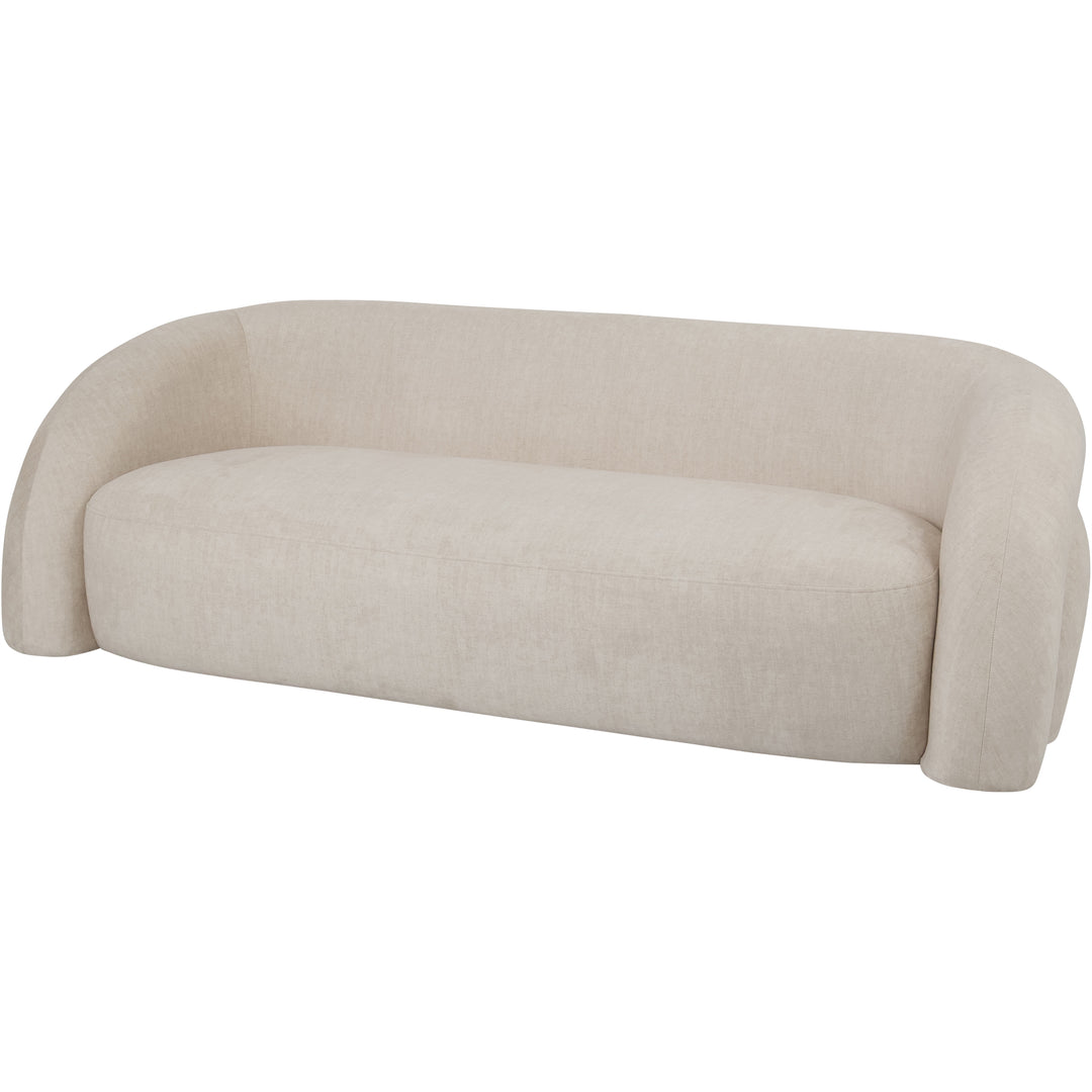 Libra Casa Cream Velvet Fabric Curved 2 Seater Sofa