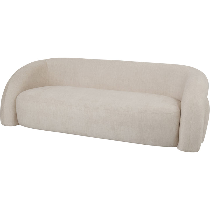 Libra Casa Cream Velvet Fabric Curved 2 Seater Sofa