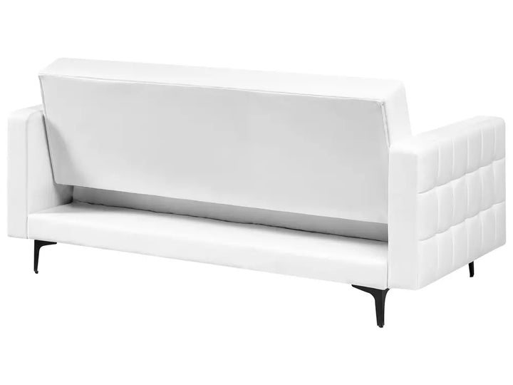 Sofa Bed 3 Seater Faux Leather White Denby