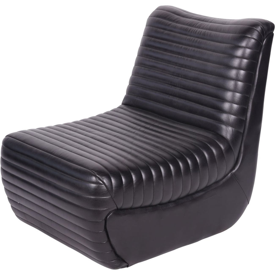 Black ribbed lounge chair on a white background