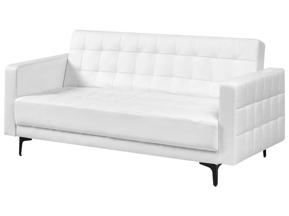Sofa Bed 3 Seater Faux Leather White Denby