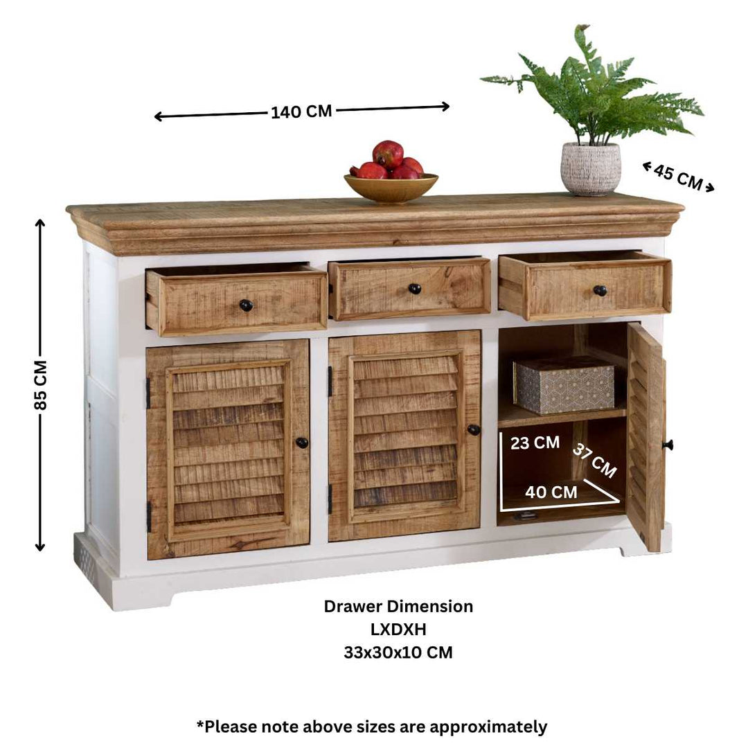 Alfie Wood Sideboard - 3 Drawers & 3 Doors