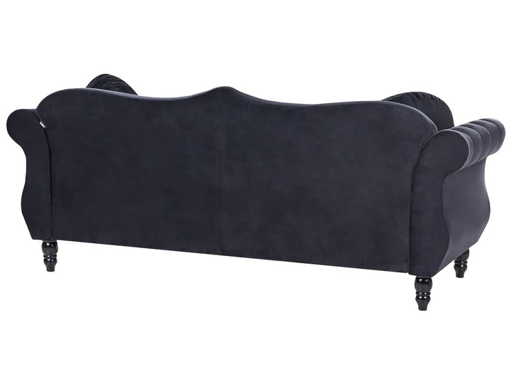 Sofa 3 Seater Velvet Black Drinel