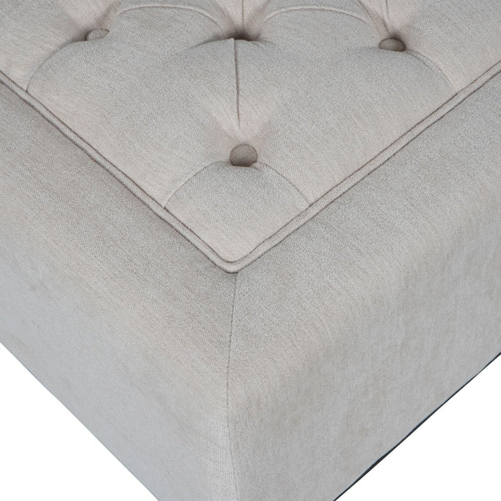 Libra Theodore Ivory Fabric Buttoned Footstool