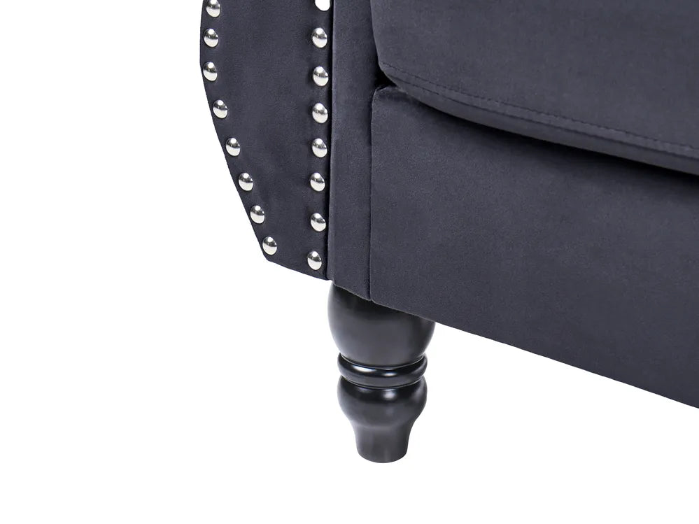 Sofa 3 Seater Velvet Black Drinel