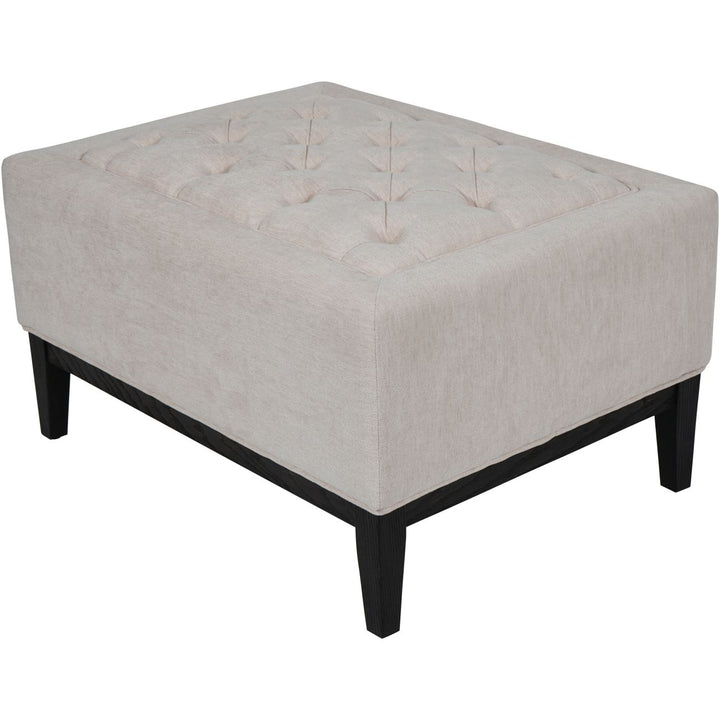 Libra Theodore Ivory Fabric Buttoned Footstool