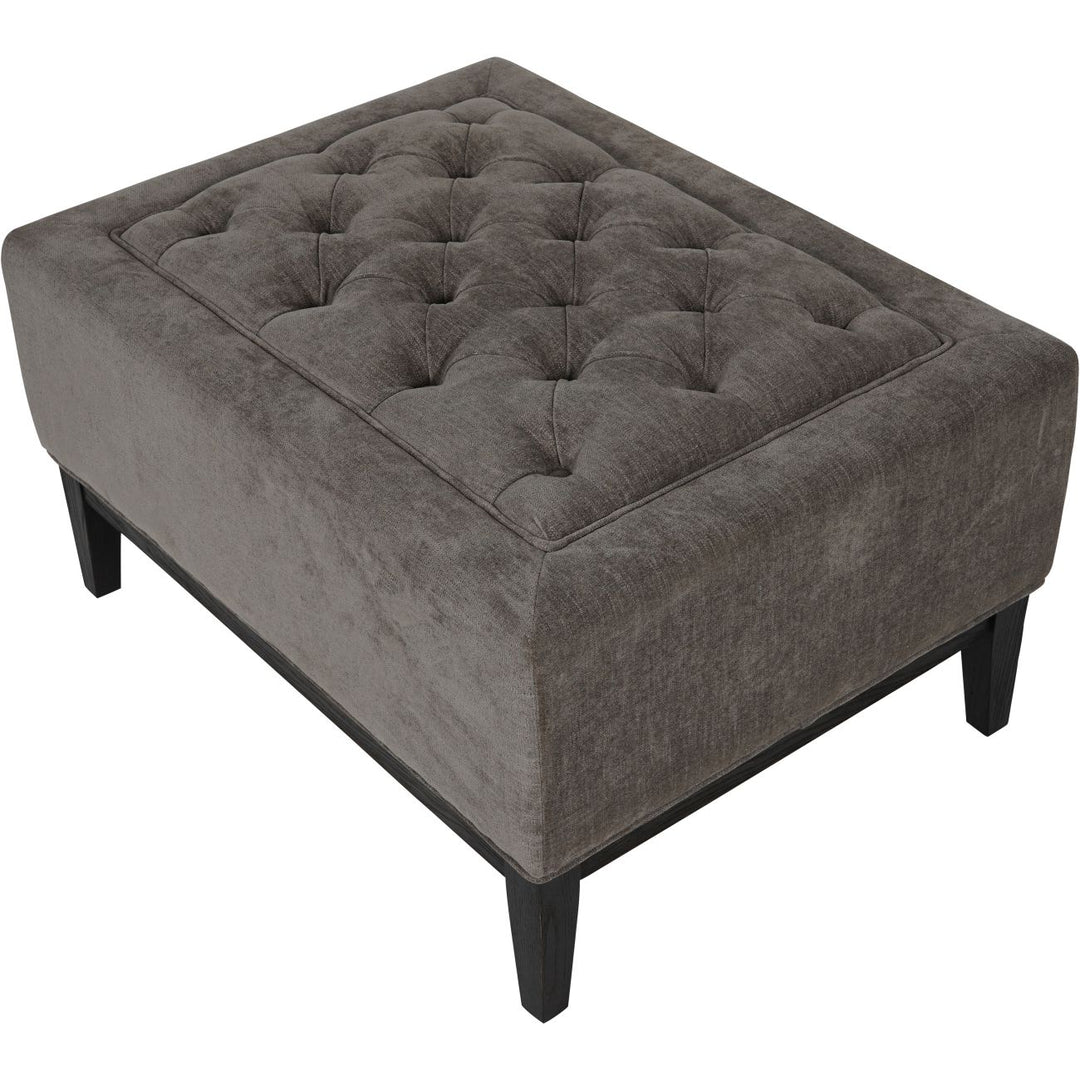 Libra Theodore Warm Grey Fabric Buttoned Footstool