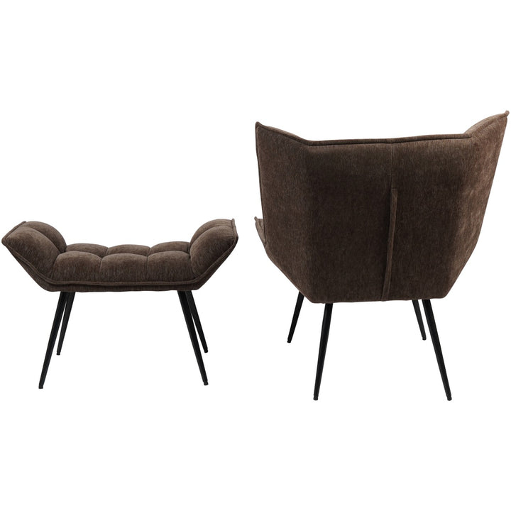 Libra Chrishall Brown Occasional Chair with Footstool