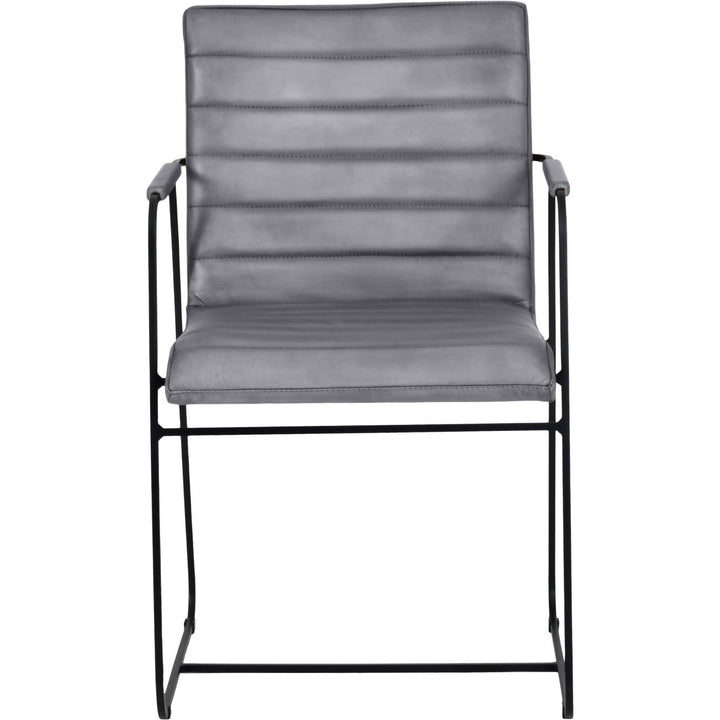 Gray chair with black metal frame on a white background