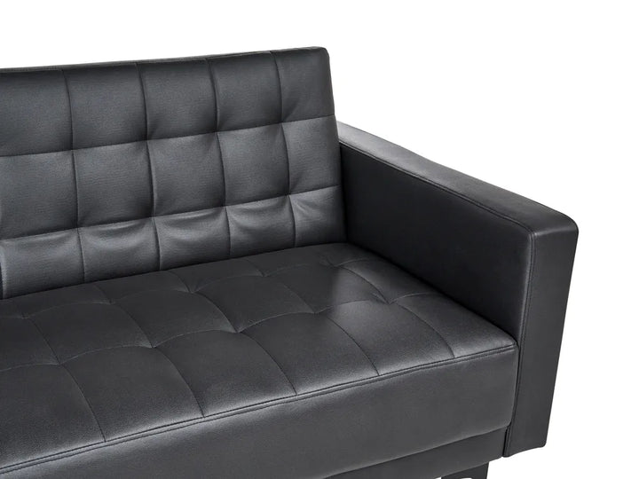 Sofa Bed 3 Seater Faux Leather Black Denby
