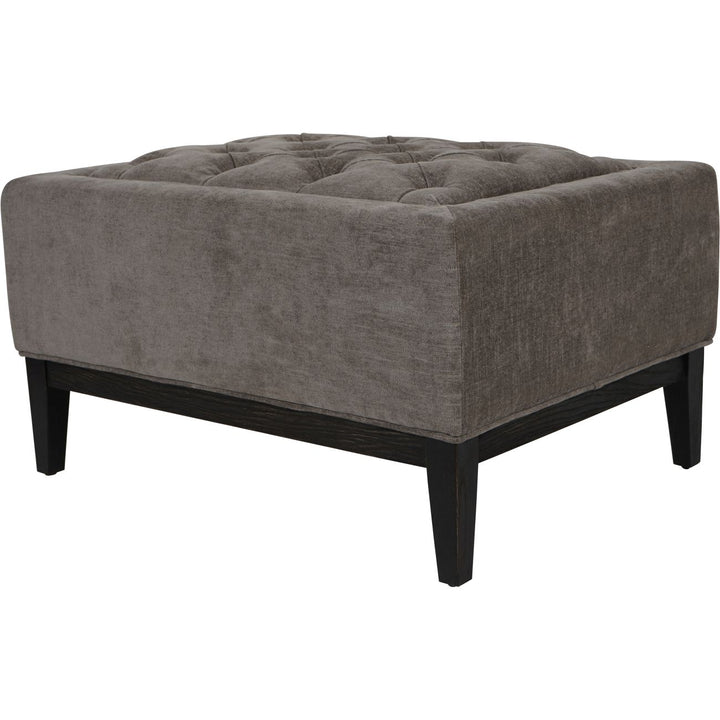Libra Theodore Warm Grey Fabric Buttoned Footstool