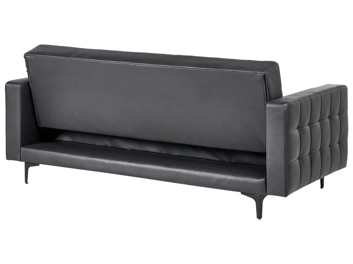 Sofa Bed 3 Seater Faux Leather Black Denby