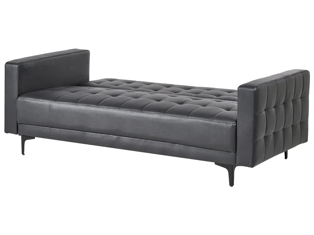 Sofa Bed 3 Seater Faux Leather Black Denby