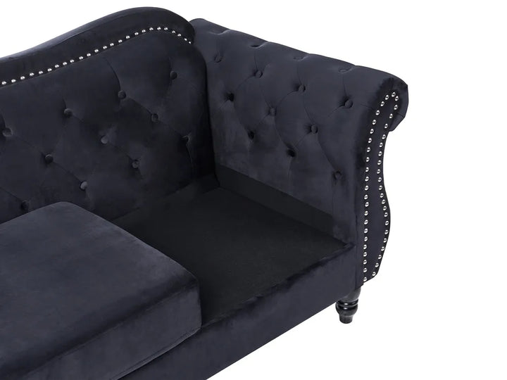 Sofa 3 Seater Velvet Black Drinel