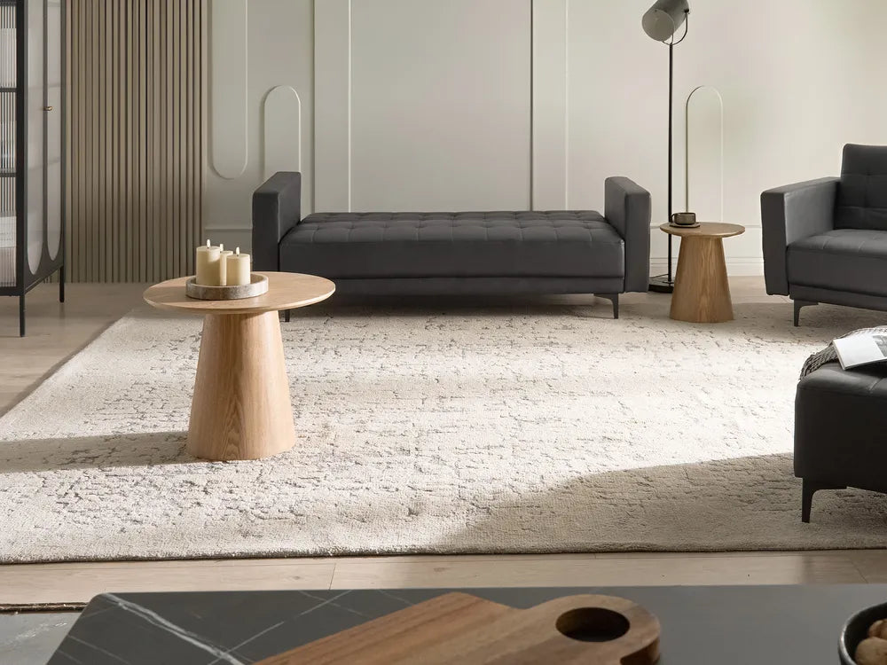 Sofa Bed 3 Seater Faux Leather Black Denby