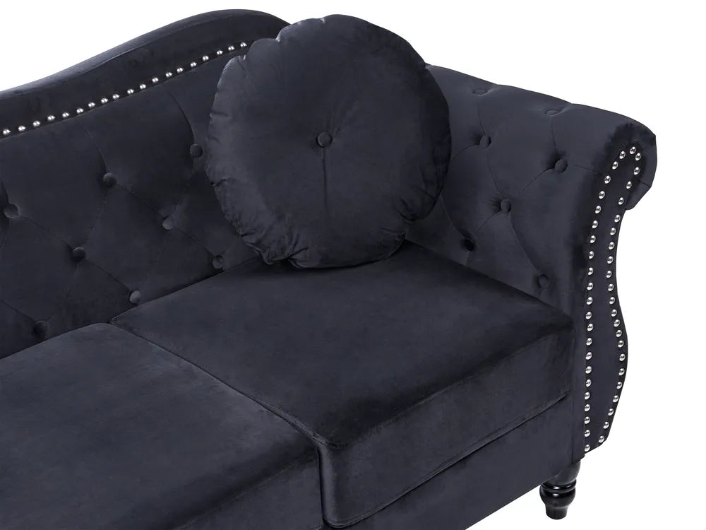 Sofa 3 Seater Velvet Black Drinel