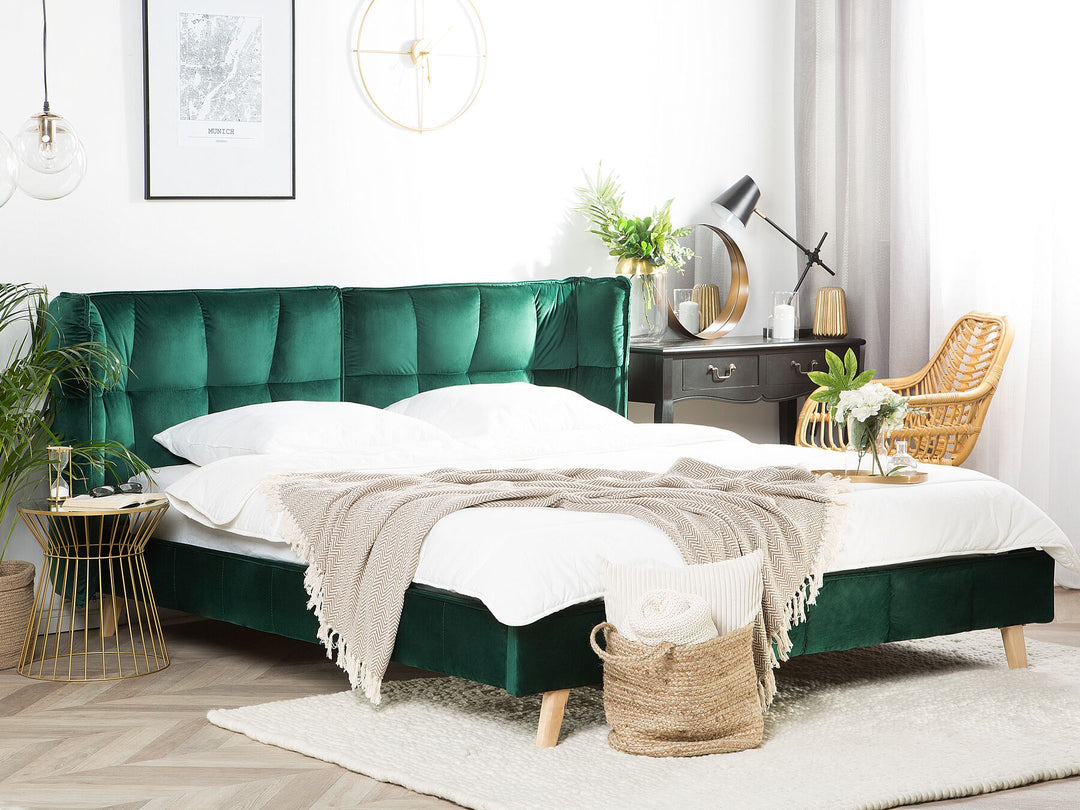 Velvet EU Super King Bed Emerald Green Senlis