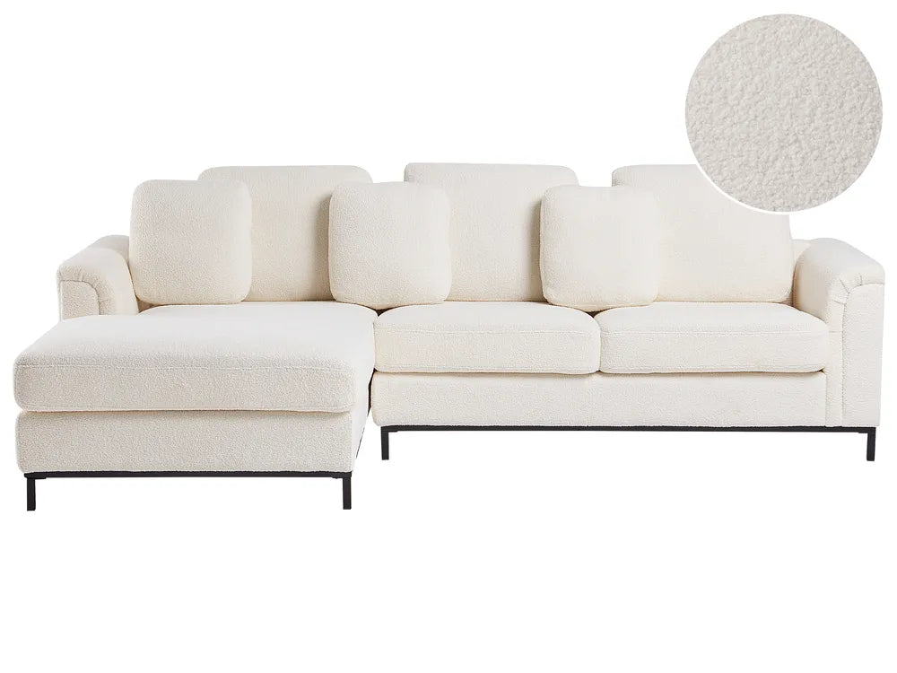 Corner Sofa 4 Seater Boucle White Right Hand Thremo