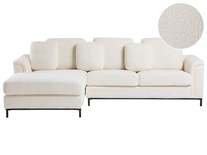 Corner Sofa 4 Seater Boucle White Right Hand Thremo