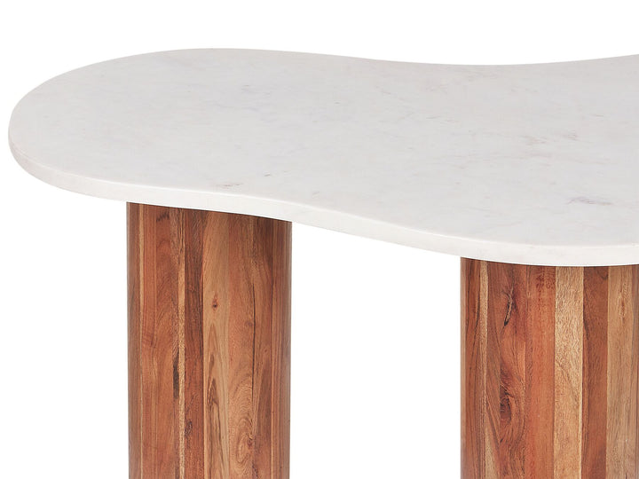 Jareal Marble Coffee Table White with Light Wood