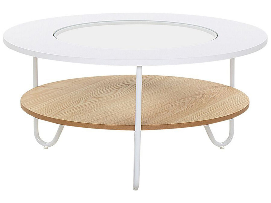 Coffee Table with Shelf White with Light Wood CHICO
