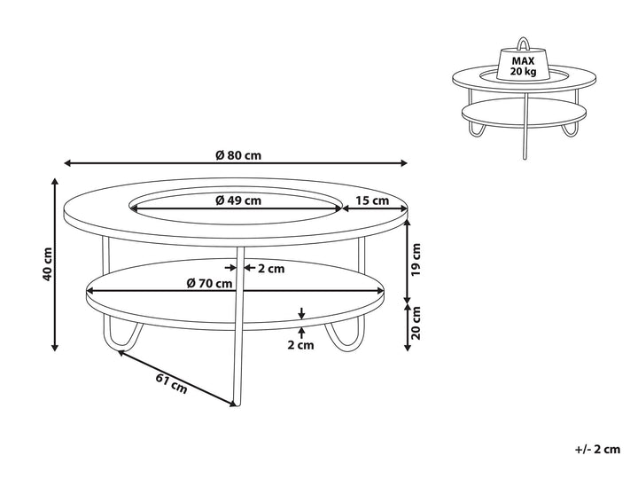 Vianor Coffee Table with Shelf White with Light Wood