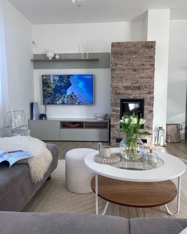 Vianor Coffee Table with Shelf White with Light Wood