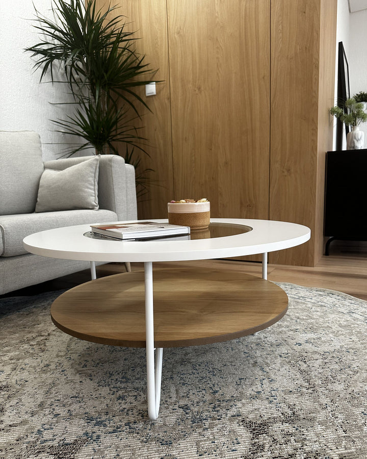 Vianor Coffee Table with Shelf White with Light Wood