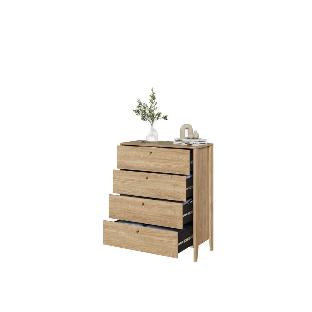 Cozy Modern Chest Of Drawers - Stylish Bedroom Storage Solution with Four Generous Drawers